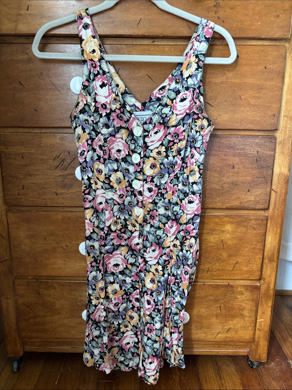 Vintage Floral Button-Front Summer Dress in Multicolor